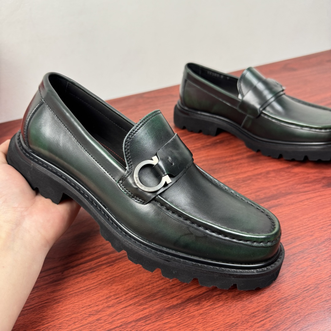 Ferragamo Style Black Leather Men's Shoes Men's Shoes Men's Shoes detail image 4 from source 783336