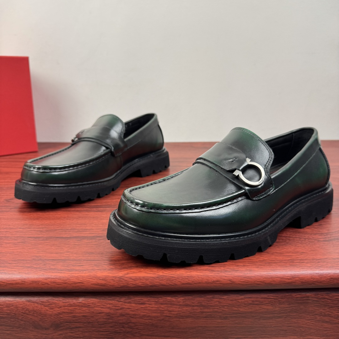 Ferragamo Style Black Leather Men's Shoes Men's Shoes Men's Shoes detail image 3 from source 783336