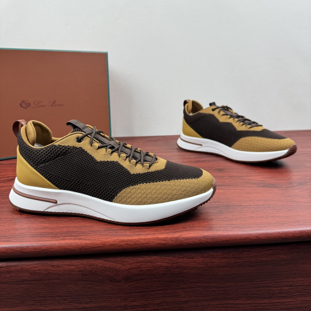 NO:834572,Batch LoroPiana/nuoyoupiana Week End Walk men's sports shoes lightweight running shoes!  This sneaker is made of Wind microfiber material treated with StormSystem water-repellent and windproof. The unique design with contrasting knitted splicing details makes it stand out. The iconic topstitching and light padding provide a more comfortable fit, and the lightweight rubber sole and non-slip details enhance the grip.  And stability, high-functional design details enhance the sporty style of the shoe. The Kummel-colored rubber outsole is made of lightweight material. This structure can ensure proper weight distribution during walking, improve shock absorption and rebound, enhance grip and stability, and the eyelets and rear upper piece are embellished to make it light and comfortable on the foot!  Packed in the original box at the counter, multiple colors available!  Size 39-40-41-42-43-44 Standard leather shoe size (45.46 can be customized) Item number FAQ3326 brown coffee, loro piana, sneakers19860909批 LoroPiana/诺悠翩雅 Week End Walk男士运动鞋 轻质跑步鞋 ！ 这款运动鞋采用经过StormSystem防泼水防风处理的Wind微纤维材质制成.撞色针织拼接细节的独特设计造型令其一领风骚.标志性缉面线与轻薄衬垫让穿着更加舒适贴合,轻盈的橡胶鞋底和防滑细节增强抓地力和稳定性,高功能设计细节提升了鞋子的运动风格.Kummel色橡胶鞋外底采用轻盈的材料制成这种构造可以确保行走中适当的重量分配,提高减震性和回弹力增强抓地力和稳定性,鞋眼和鞋后上片点缀上脚轻便非常舒服！专柜原盒包装,多色可选！ 尺码39-40-41-42-43-44 标准皮鞋码（可定制45.46） 货号FAQ3326 棕咖,,loro piana,sneakers,Men's shoes