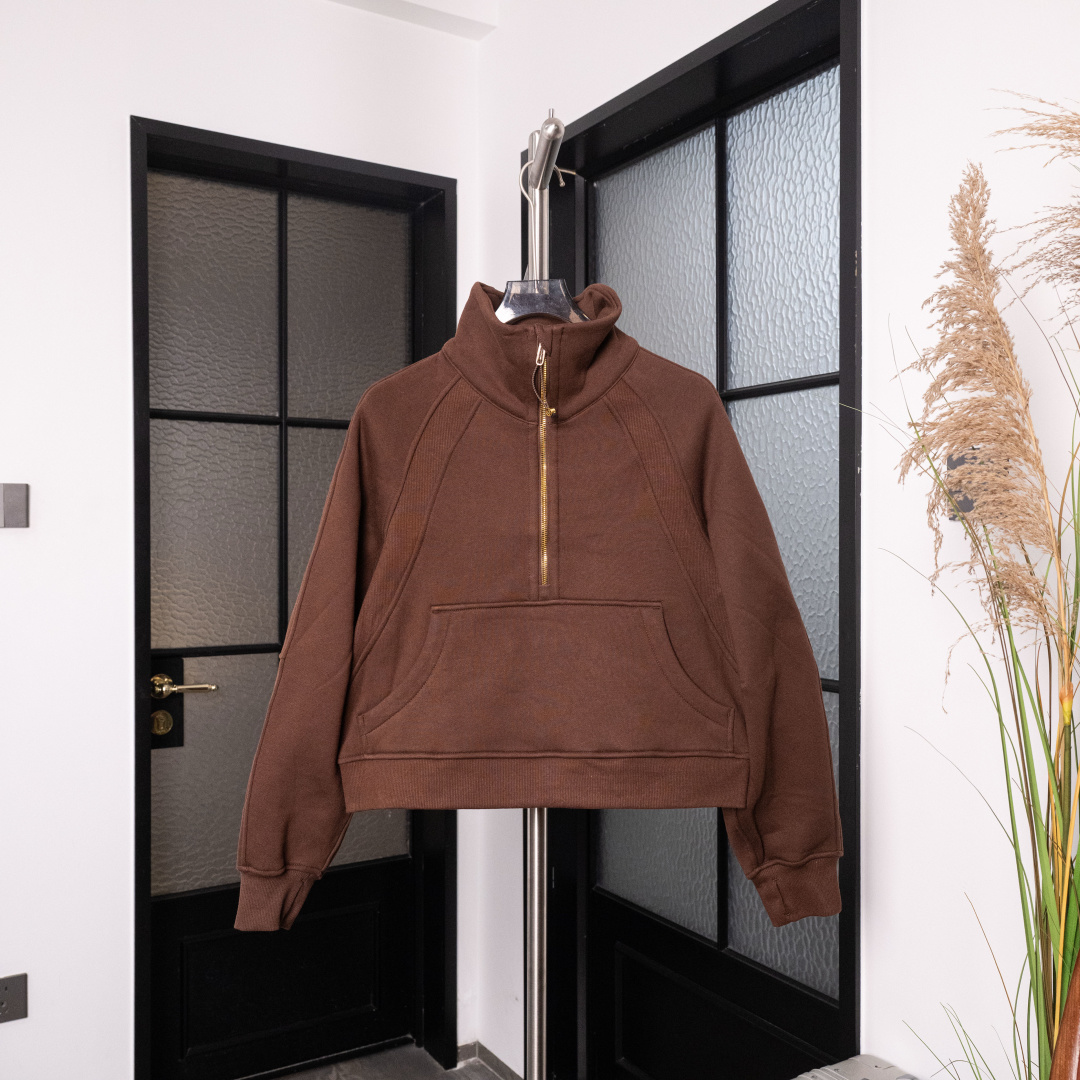 AScuba立领宽松卫衣产品配色:蒸馏咖啡、薰衣草、阴影蓝、骨百色、丝绒粉、板栗粽码数XS/S，M/L，