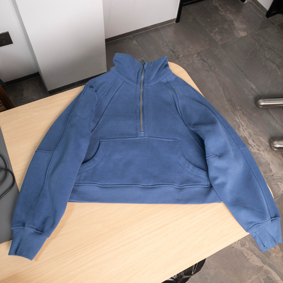 AScuba立领宽松卫衣产品配色:蒸馏咖啡、薰衣草、阴影蓝、骨百色、丝绒粉、板栗粽码数XS/S，M/L，