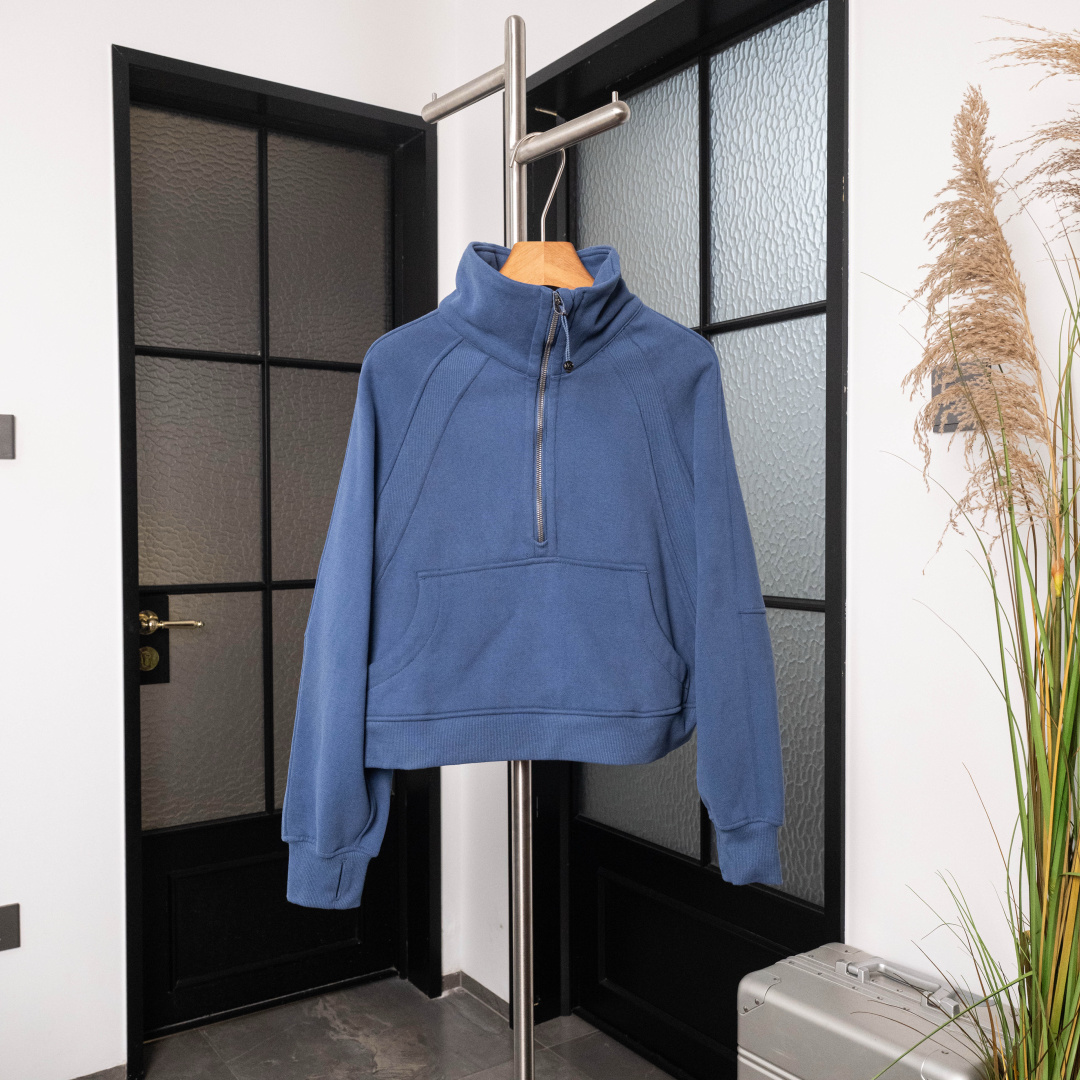 AScuba立领宽松卫衣产品配色:蒸馏咖啡、薰衣草、阴影蓝、骨百色、丝绒粉、板栗粽码数XS/S，M/L，