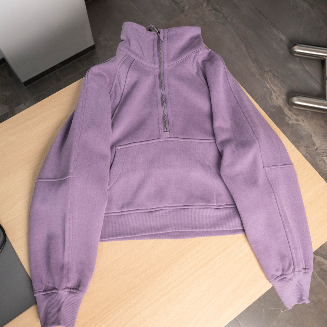 AScuba立领宽松卫衣产品配色:蒸馏咖啡、薰衣草、阴影蓝、骨百色、丝绒粉、板栗粽码数XS/S，M/L，