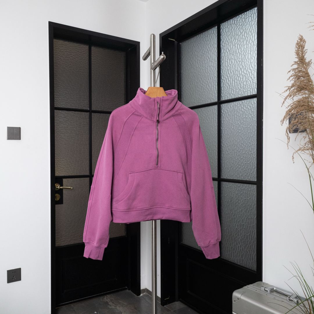 AScuba立领宽松卫衣产品配色:蒸馏咖啡、薰衣草、阴影蓝、骨百色、丝绒粉、板栗粽码数XS/S，M/L，