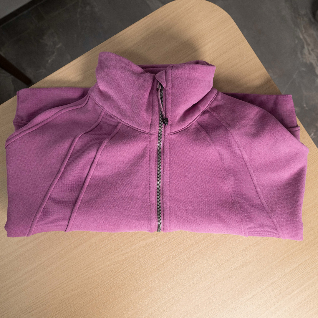 AScuba立领宽松卫衣产品配色:蒸馏咖啡、薰衣草、阴影蓝、骨百色、丝绒粉、板栗粽码数XS/S，M/L，