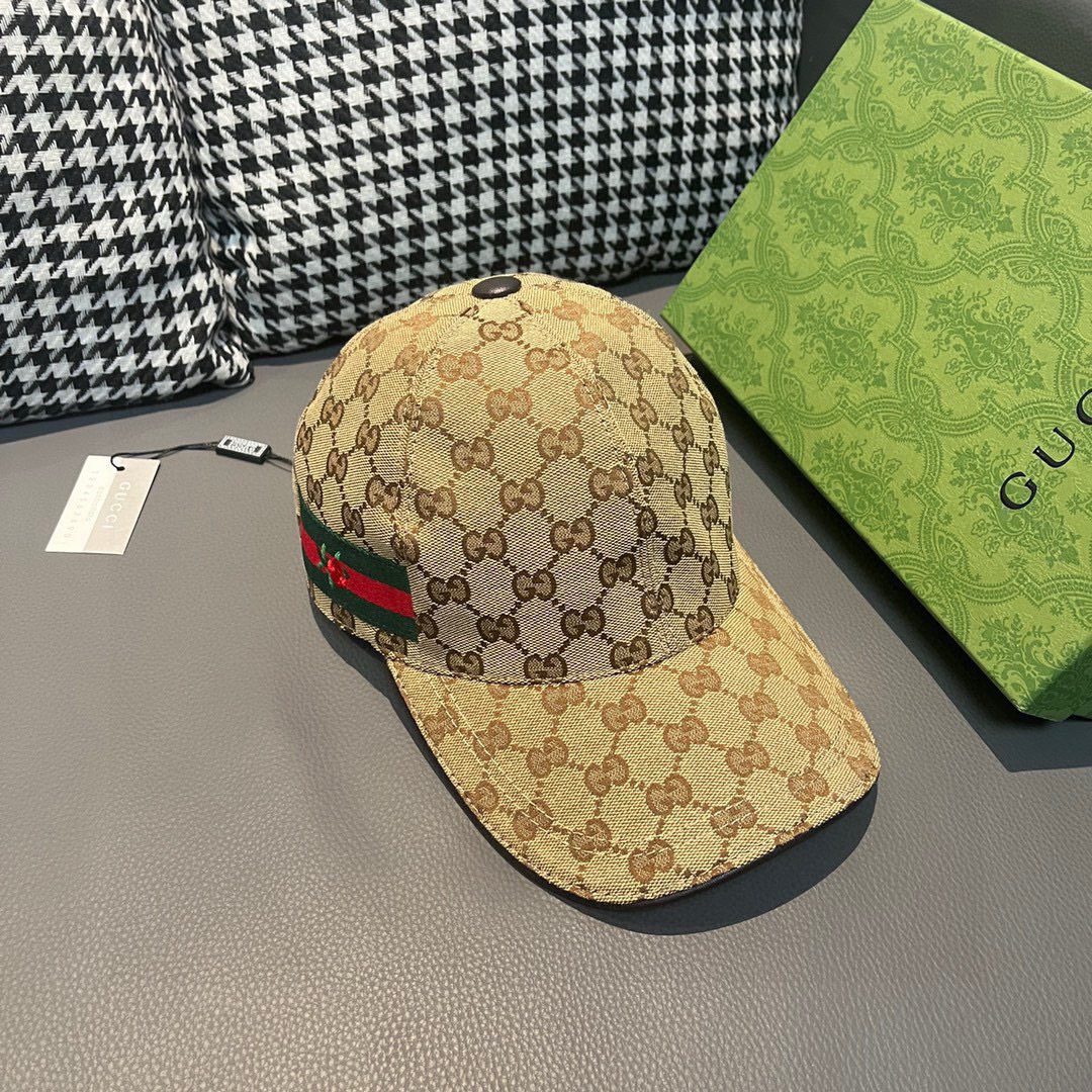 
配盒子布袋，Gucci(古奇)经典原单棒球帽，鲜花织带，专柜11开模订制，最高版本，原版帆布料+头层牛