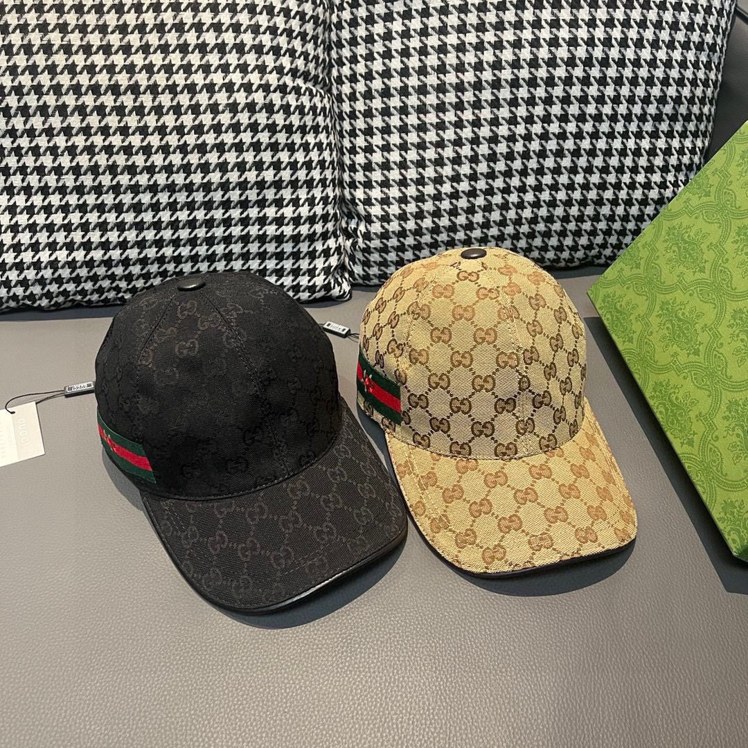 
配盒子布袋，Gucci(古奇)经典原单棒球帽，鲜花织带，专柜11开模订制，最高版本，原版帆布料+头层牛