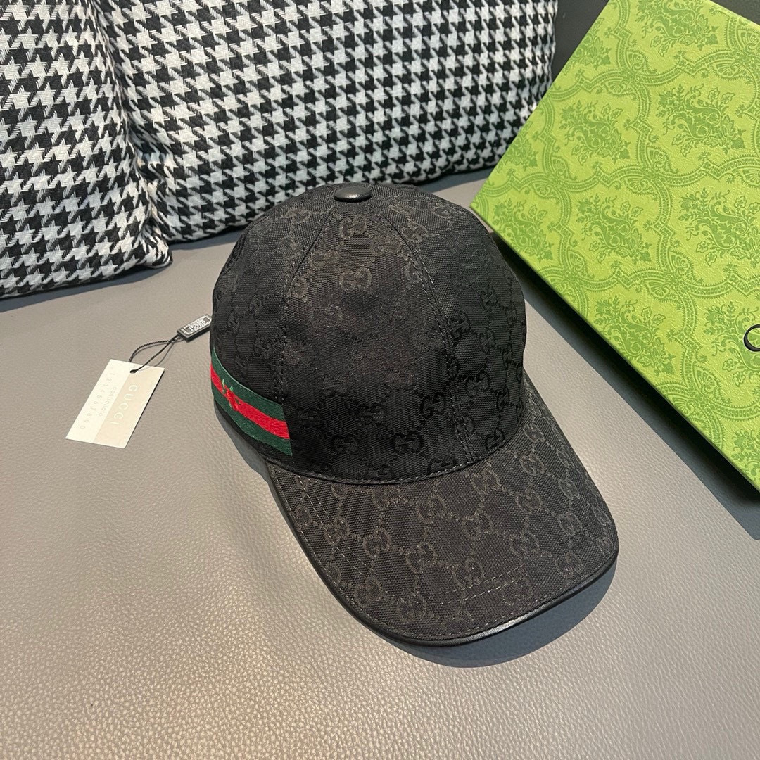 
配盒子布袋，Gucci(古奇)经典原单棒球帽，鲜花织带，专柜11开模订制，最高版本，原版帆布料+头层牛