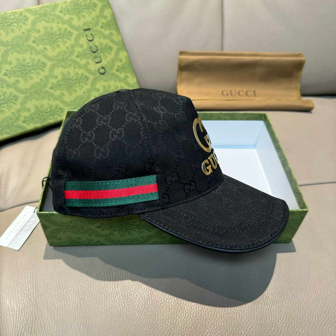 
配盒子布袋，Gucci(古奇)原单棒球帽，烫金双G，11开模订制，最高版本，原版帆布料+头层牛皮，纯棉