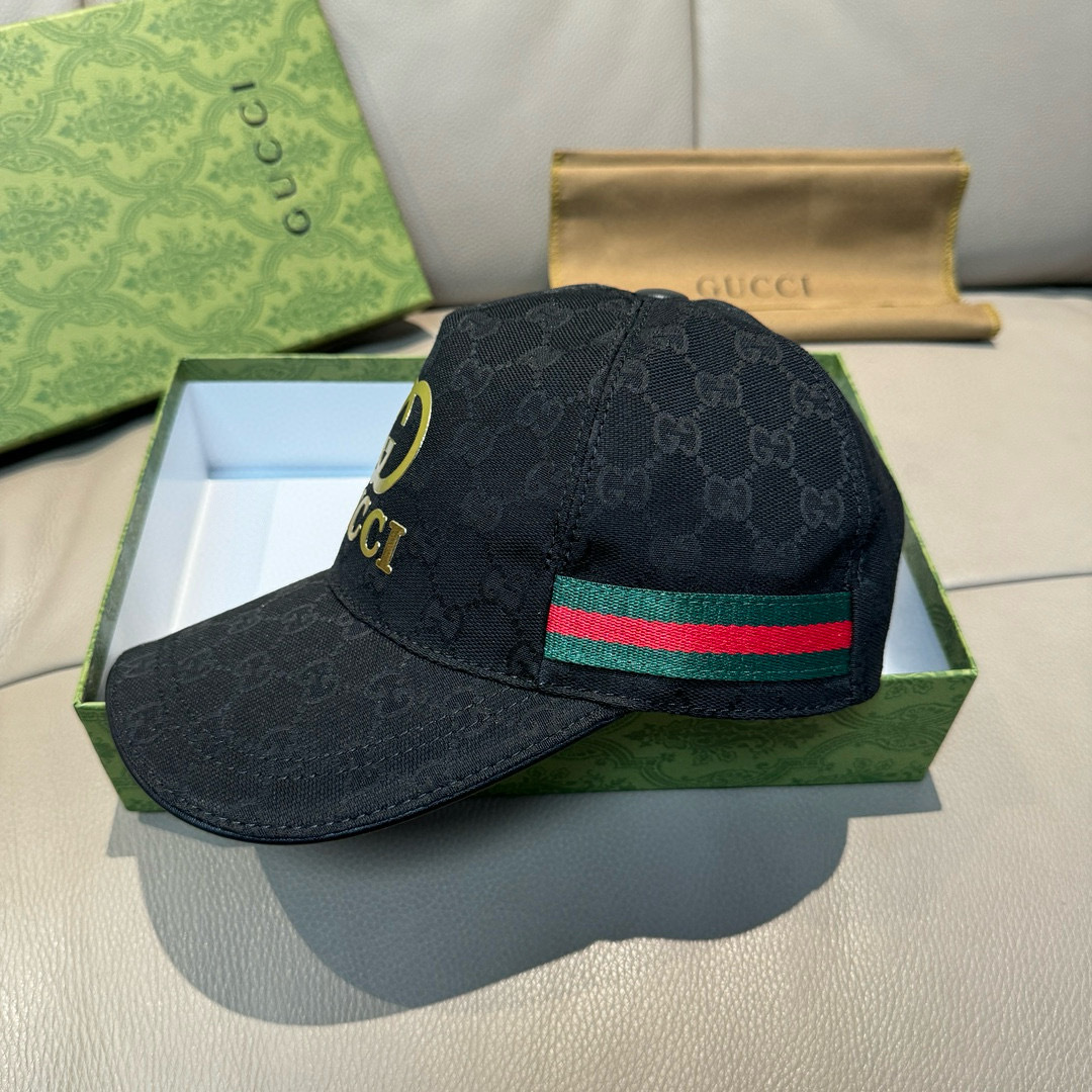 
配盒子布袋，Gucci(古奇)原单棒球帽，烫金双G，11开模订制，最高版本，原版帆布料+头层牛皮，纯棉