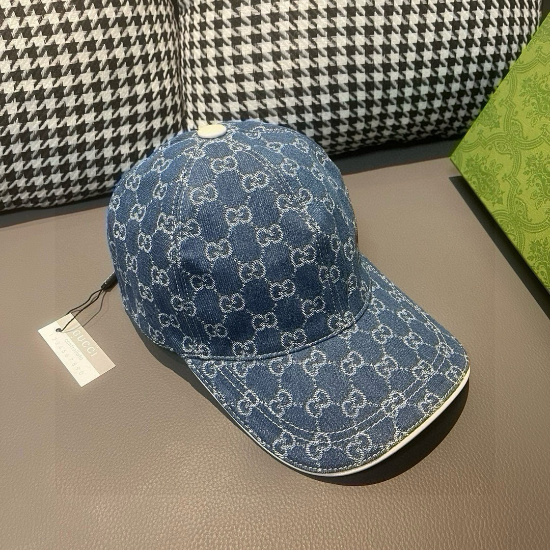 
配盒子布袋，Gucci(古奇)经典原单棒球帽，双G牛仔提花，复古设计，专柜11开模订制！原版牛仔布料+