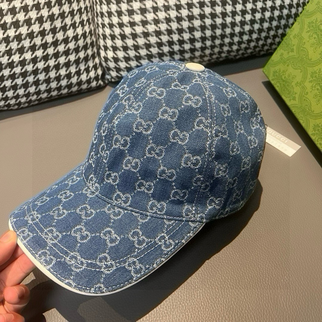 
配盒子布袋，Gucci(古奇)经典原单棒球帽，双G牛仔提花，复古设计，专柜11开模订制！原版牛仔布料+
