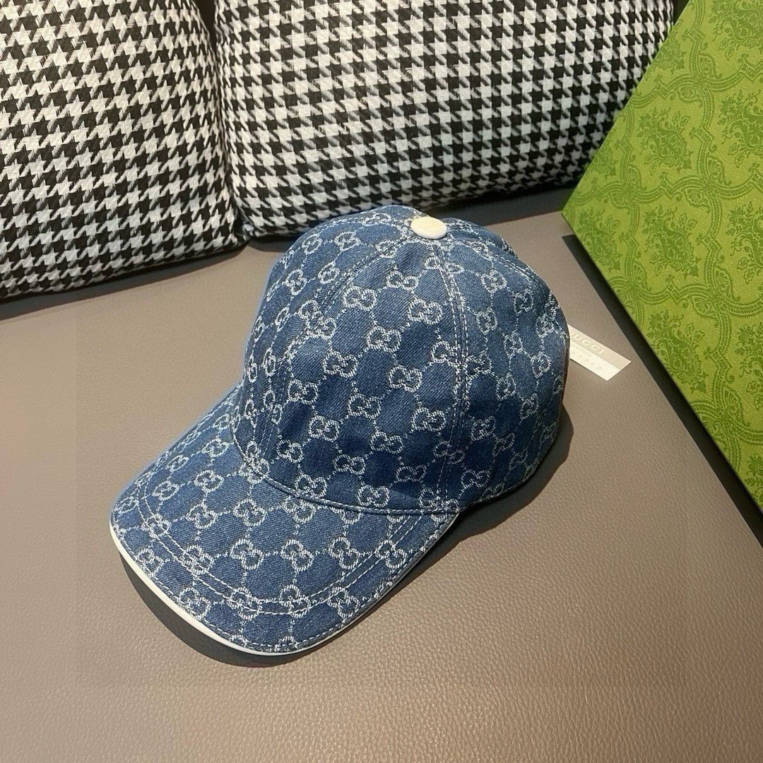 
配盒子布袋，Gucci(古奇)经典原单棒球帽，双G牛仔提花，复古设计，专柜11开模订制！原版牛仔布料+