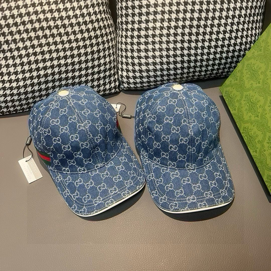 
配盒子布袋，Gucci(古奇)经典原单棒球帽，双G牛仔提花，复古设计，专柜11开模订制！原版牛仔布料+