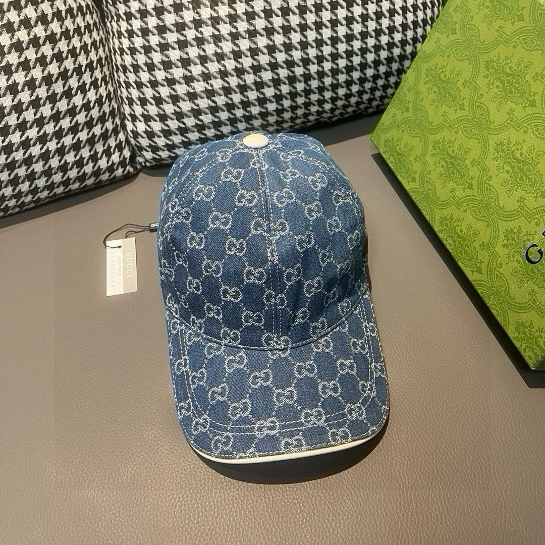 
配盒子布袋，Gucci(古奇)经典原单棒球帽，双G牛仔提花，复古设计，专柜11开模订制！原版牛仔布料+