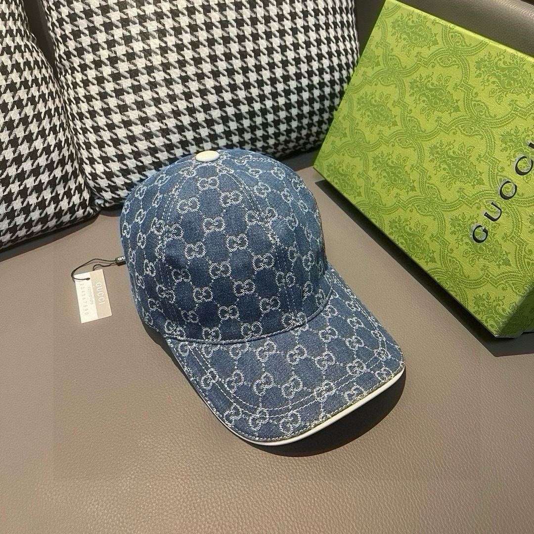 
配盒子布袋，Gucci(古奇)经典原单棒球帽，双G牛仔提花，复古设计，专柜11开模订制！原版牛仔布料+