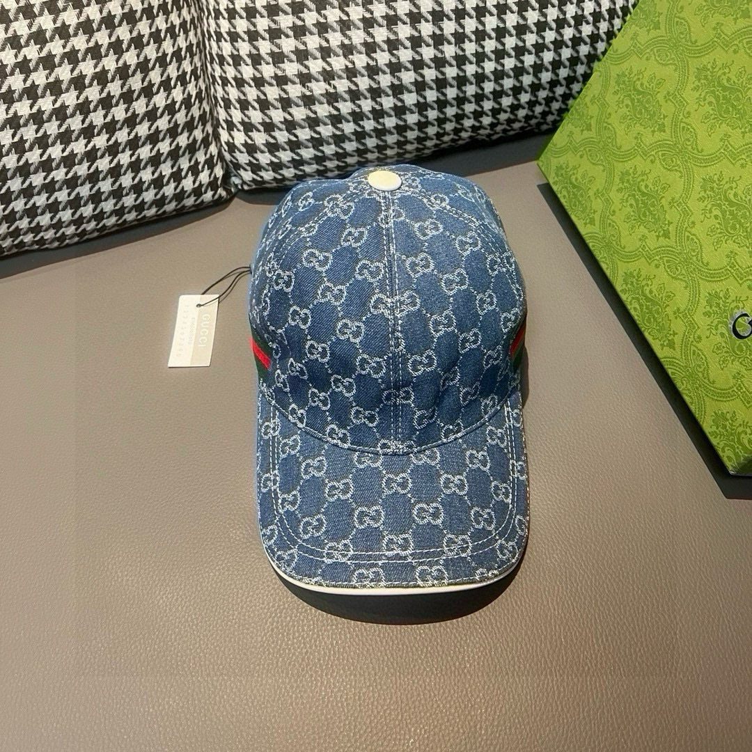 
配盒子布袋，Gucci(古奇)经典原单棒球帽，双G牛仔提花，复古设计，专柜11开模订制！原版牛仔布料+
