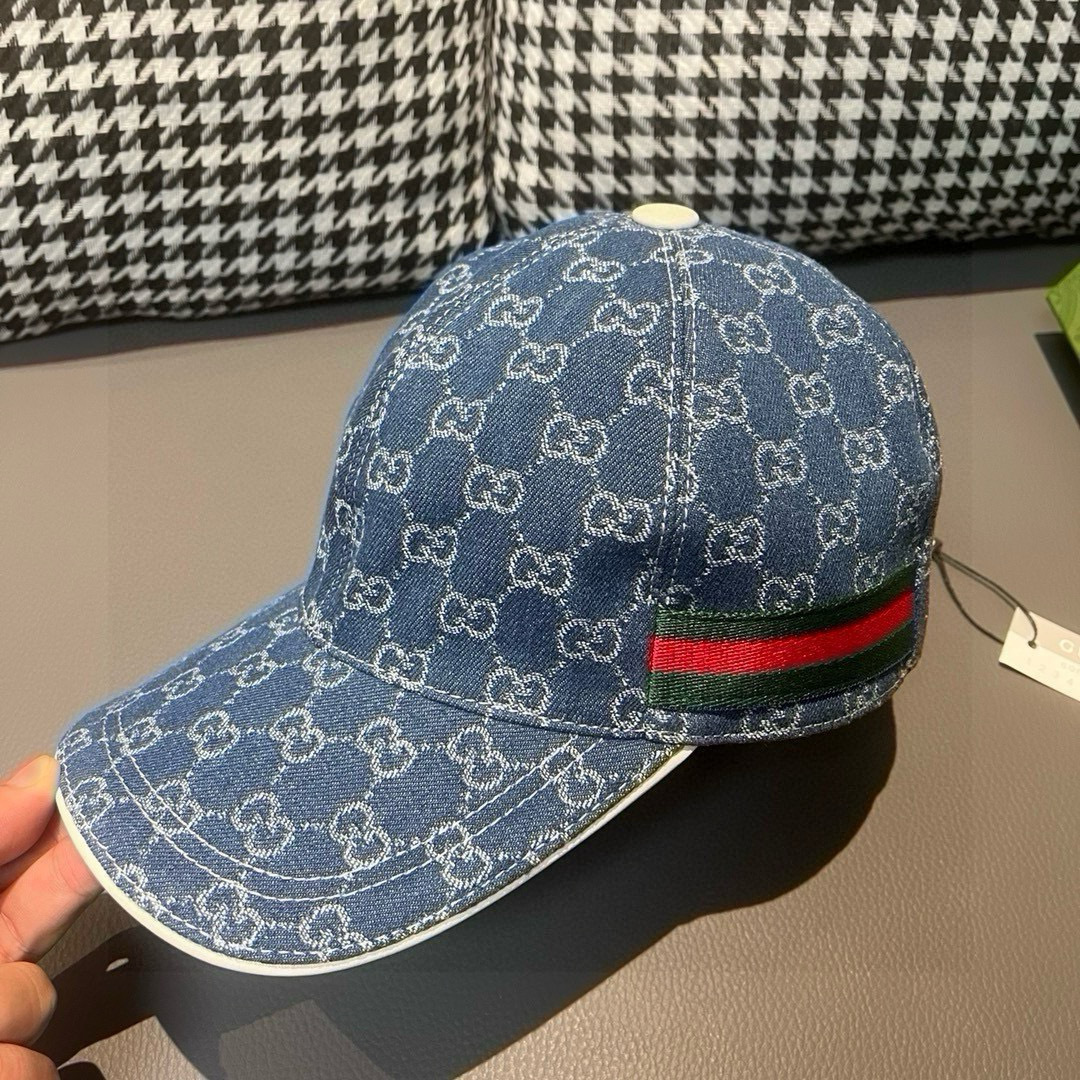 
配盒子布袋，Gucci(古奇)经典原单棒球帽，双G牛仔提花，复古设计，专柜11开模订制！原版牛仔布料+