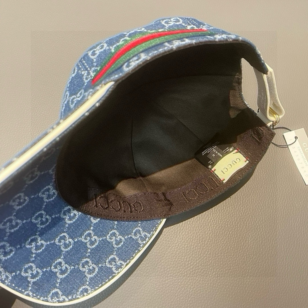 
配盒子布袋，Gucci(古奇)经典原单棒球帽，双G牛仔提花，复古设计，专柜11开模订制！原版牛仔布料+