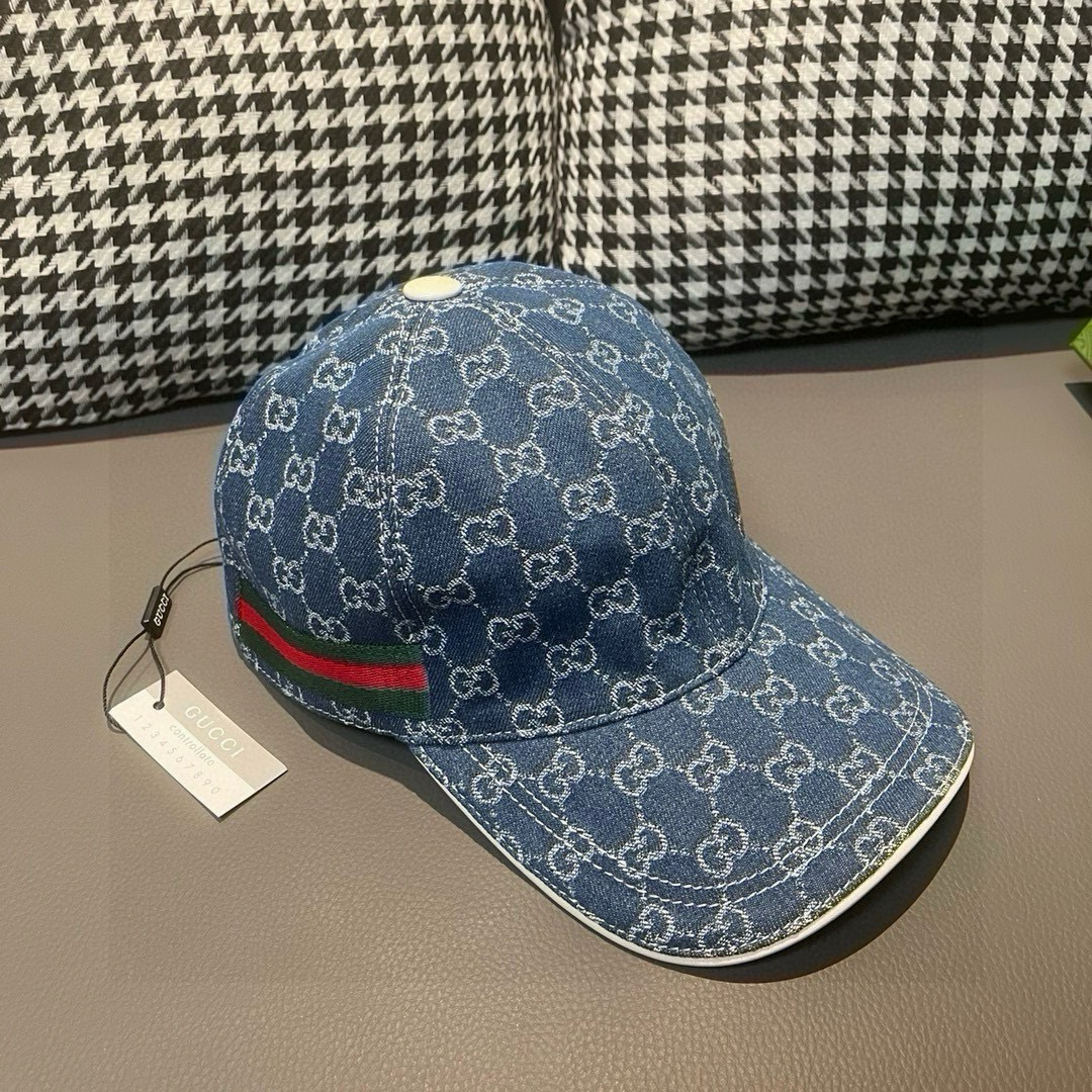 
配盒子布袋，Gucci(古奇)经典原单棒球帽，双G牛仔提花，复古设计，专柜11开模订制！原版牛仔布料+