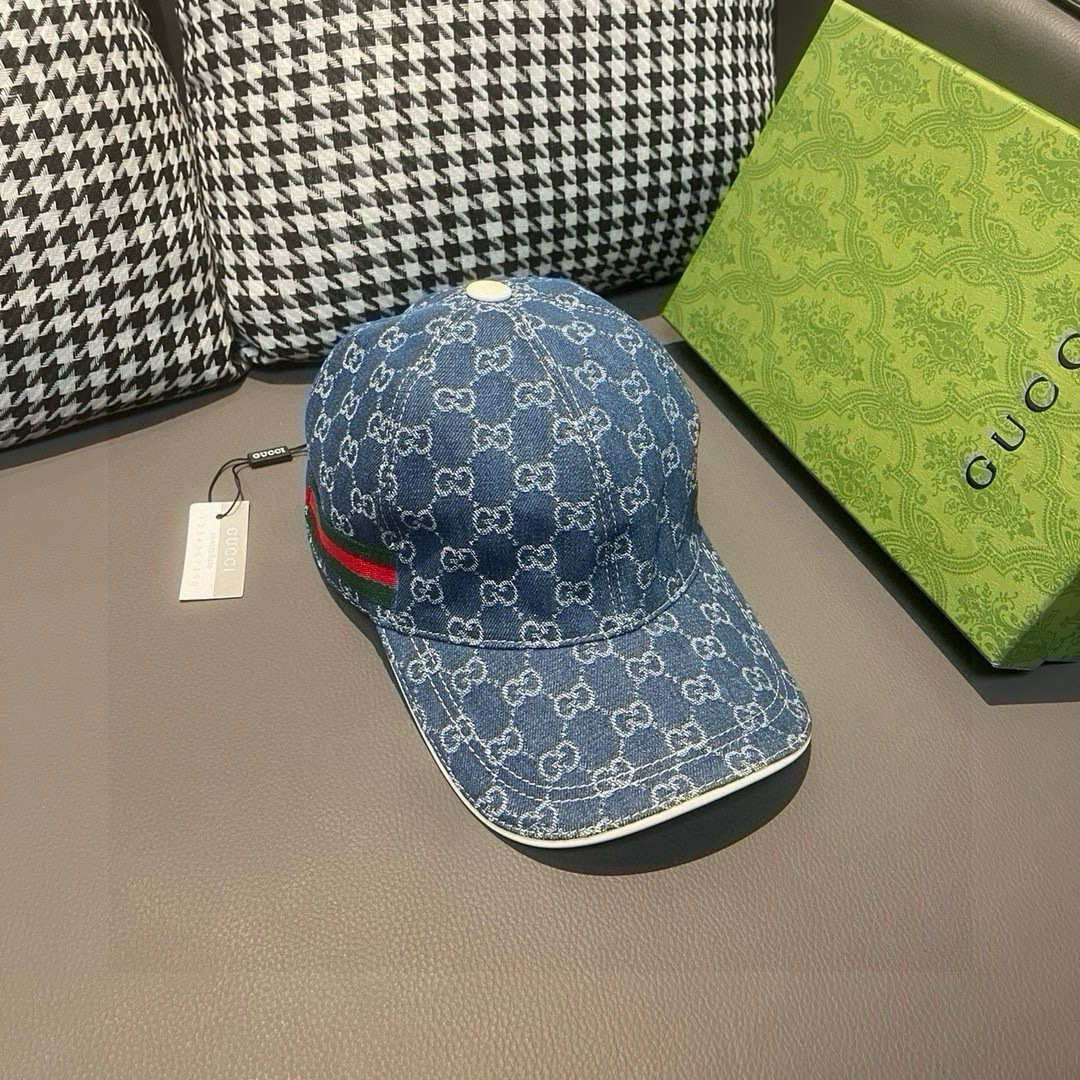 
配盒子布袋，Gucci(古奇)经典原单棒球帽，双G牛仔提花，复古设计，专柜11开模订制！原版牛仔布料+