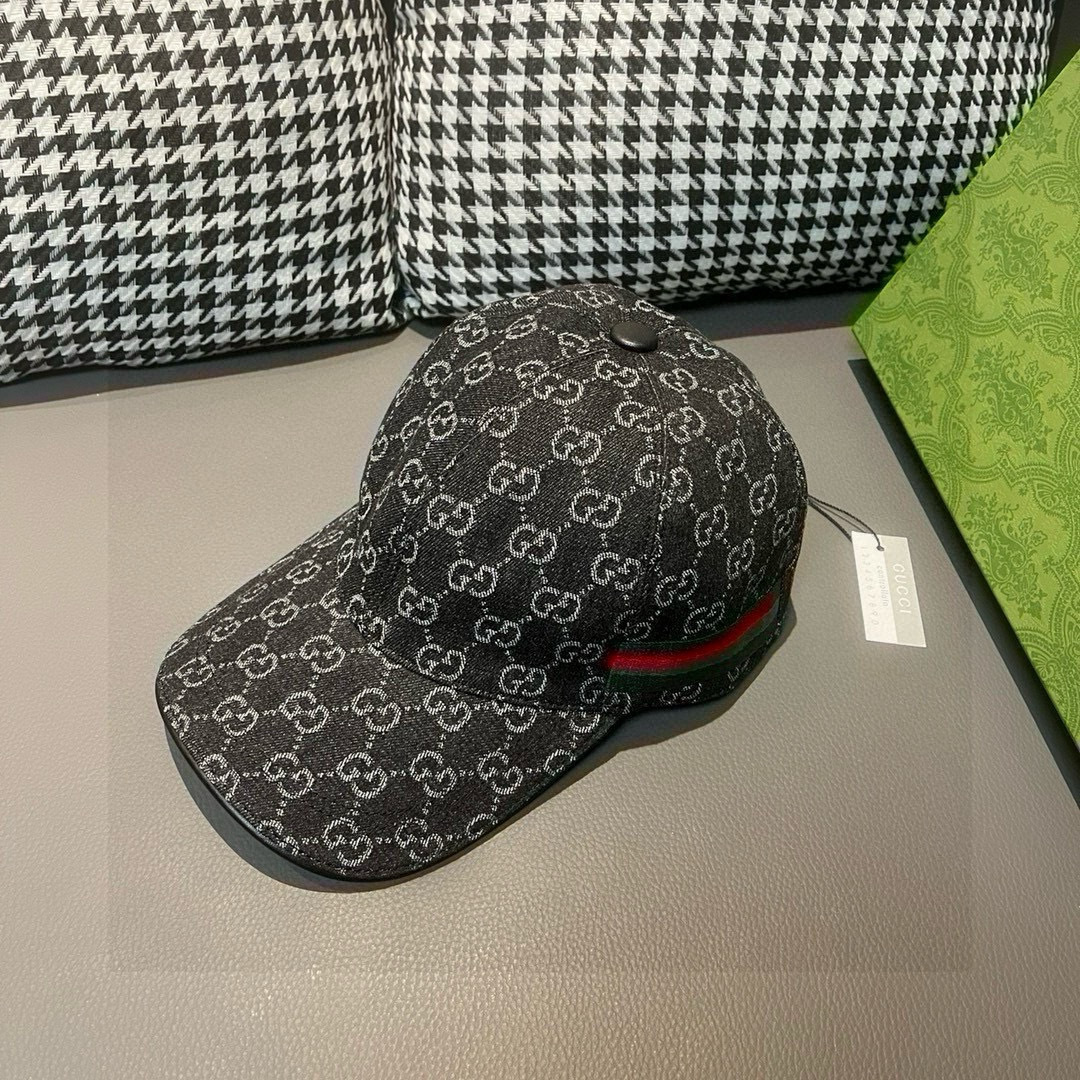
配盒子布袋，Gucci(古奇)经典原单棒球帽，双G牛仔提花，复古设计，专柜11开模订制！原版牛仔布料+