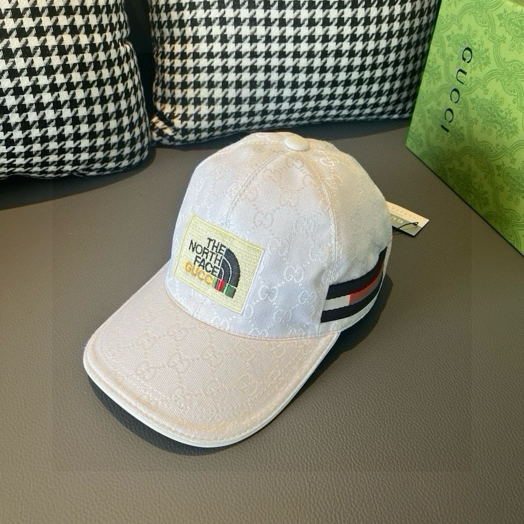 
配盒子布袋，Gucci(古奇)新款原单棒球帽， 北面刺绣！专柜11，进口帆布+头层牛皮，代购热门，男女
