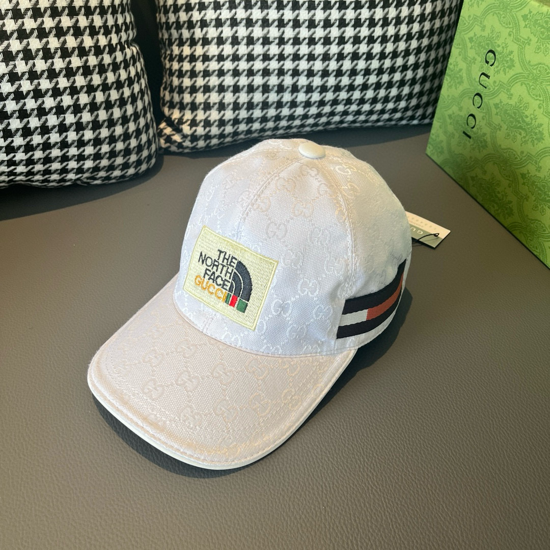 
配盒子布袋，Gucci(古奇)新款原单棒球帽， 北面刺绣！专柜11，进口帆布+头层牛皮，代购热门，男女
