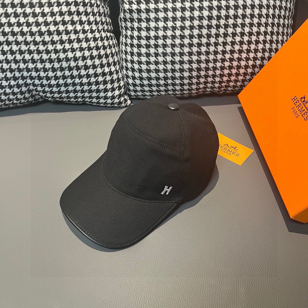 
配盒子布袋，HERMÈS (爱马仕)原单棒球帽，经典H，正品开模订制，原版透气帆布面料+头层牛皮，原厂