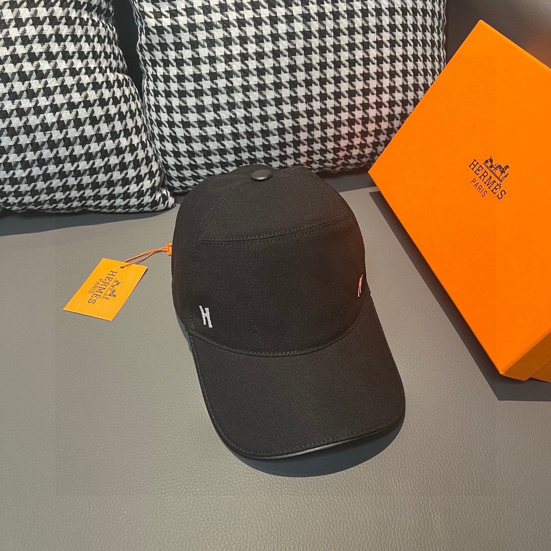 
配盒子布袋，HERMÈS (爱马仕)原单棒球帽，经典H，正品开模订制，原版透气帆布面料+头层牛皮，原厂