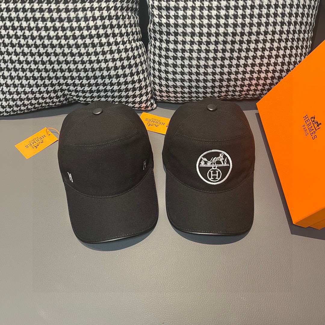 
配盒子布袋，HERMÈS (爱马仕)原单棒球帽，经典H，正品开模订制，原版透气帆布面料+头层牛皮，原厂