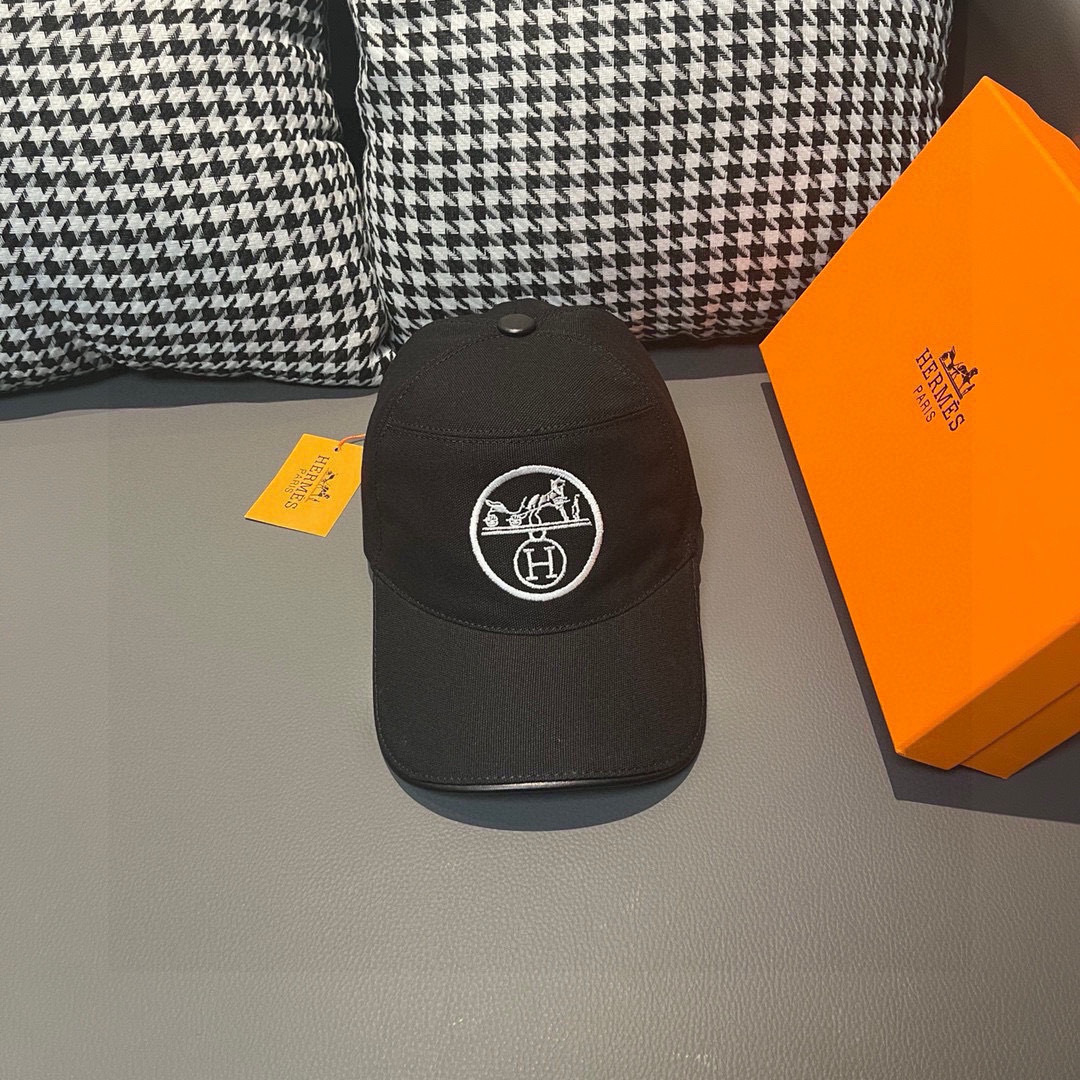 
配盒子布袋，HERMÈS (爱马仕)原单棒球帽，经典H，正品开模订制，原版透气帆布面料+头层牛皮，原厂