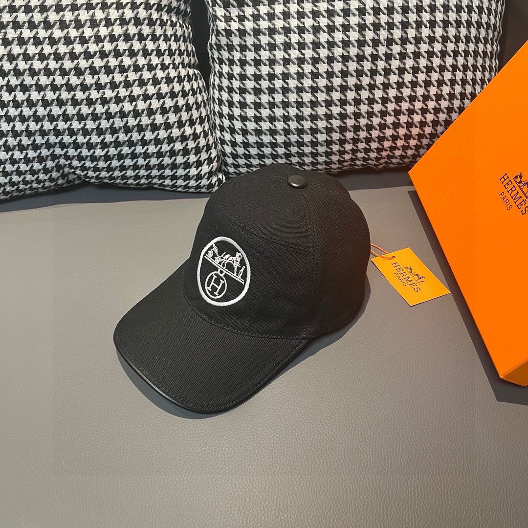 
配盒子布袋，HERMÈS (爱马仕)原单棒球帽，经典H，正品开模订制，原版透气帆布面料+头层牛皮，原厂