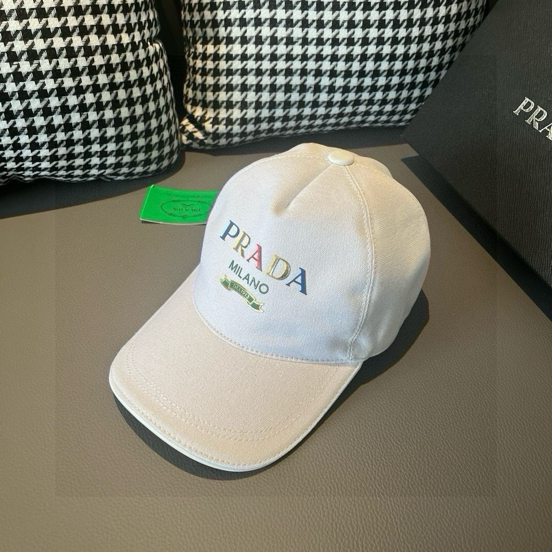 
配盒子布袋，Prada(普拉达)新款原单棒球帽， 印字logo，专柜11开模订制，原版帆布布料+头层牛