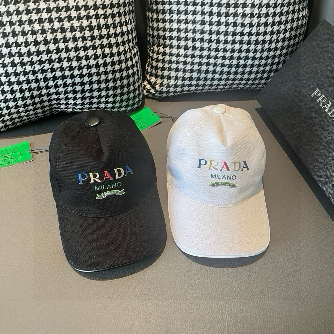 
配盒子布袋，Prada(普拉达)新款原单棒球帽， 印字logo，专柜11开模订制，原版帆布布料+头层牛