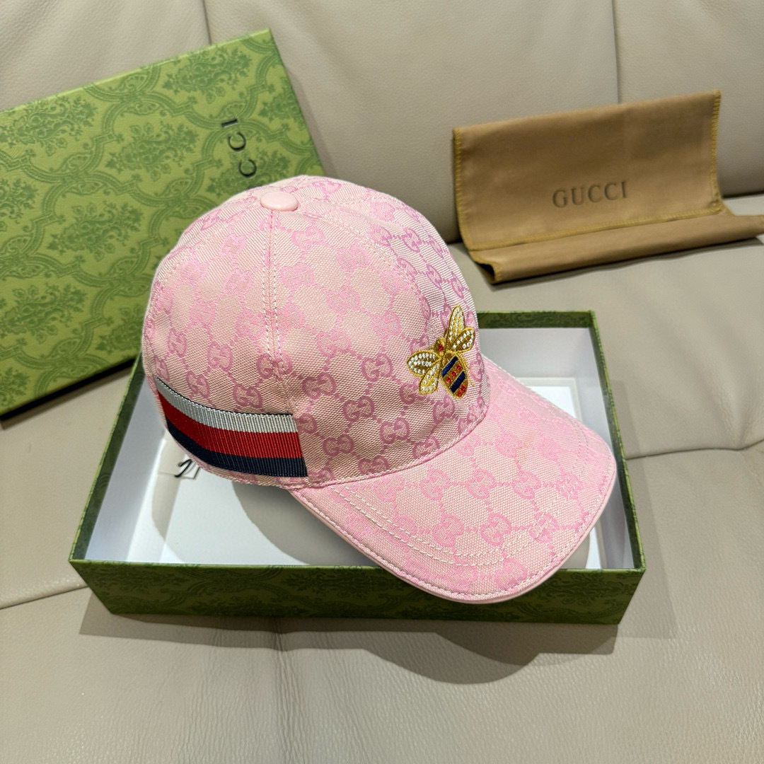 
配盒子布袋，Gucci(古奇)原单棒球帽， 小蜜蜂刺绣，11开模订制，重工刺绣，细节可媲美专柜，原版帆