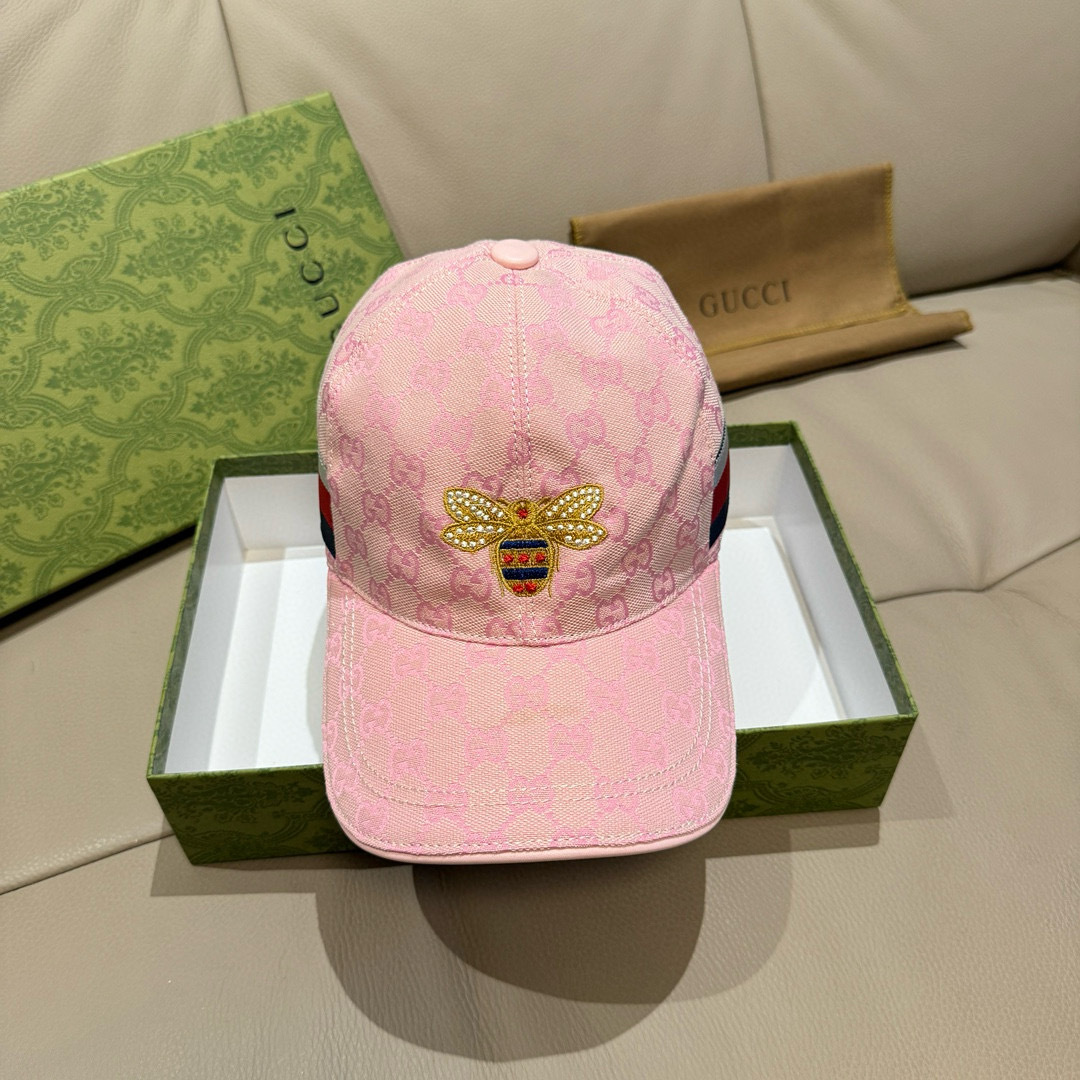 
配盒子布袋，Gucci(古奇)原单棒球帽， 小蜜蜂刺绣，11开模订制，重工刺绣，细节可媲美专柜，原版帆
