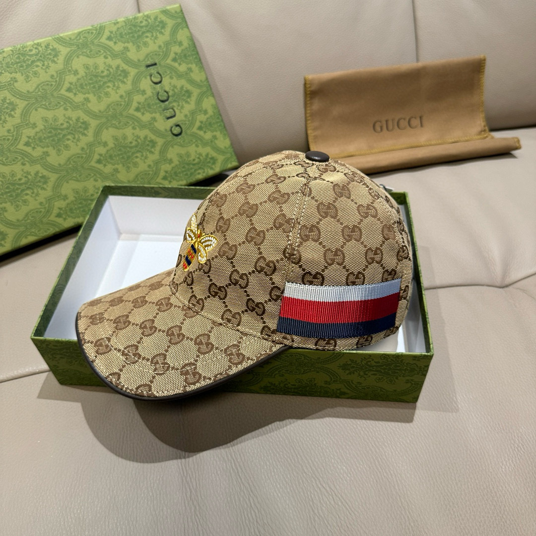 
配盒子布袋，Gucci(古奇)原单棒球帽， 小蜜蜂刺绣，11开模订制，重工刺绣，细节可媲美专柜，原版帆