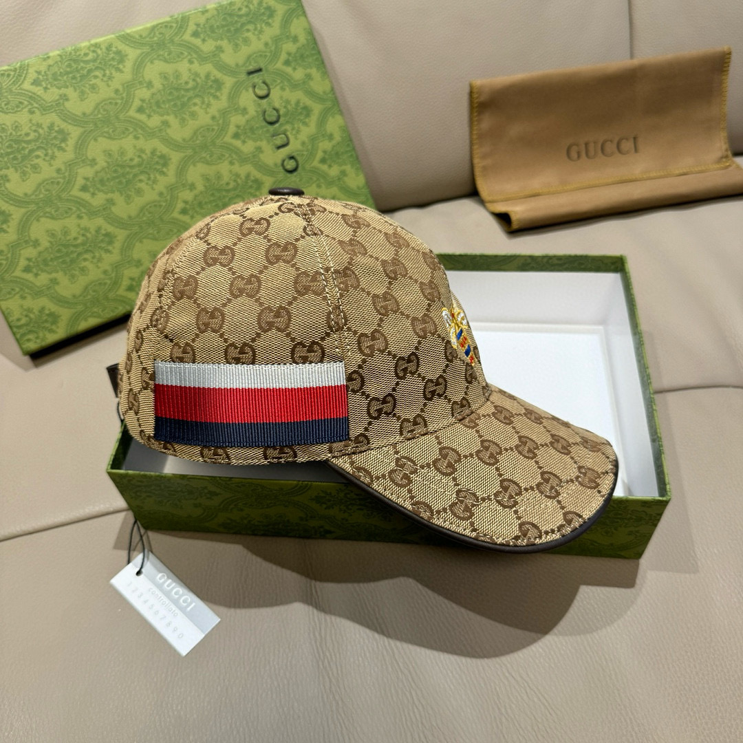 
配盒子布袋，Gucci(古奇)原单棒球帽， 小蜜蜂刺绣，11开模订制，重工刺绣，细节可媲美专柜，原版帆