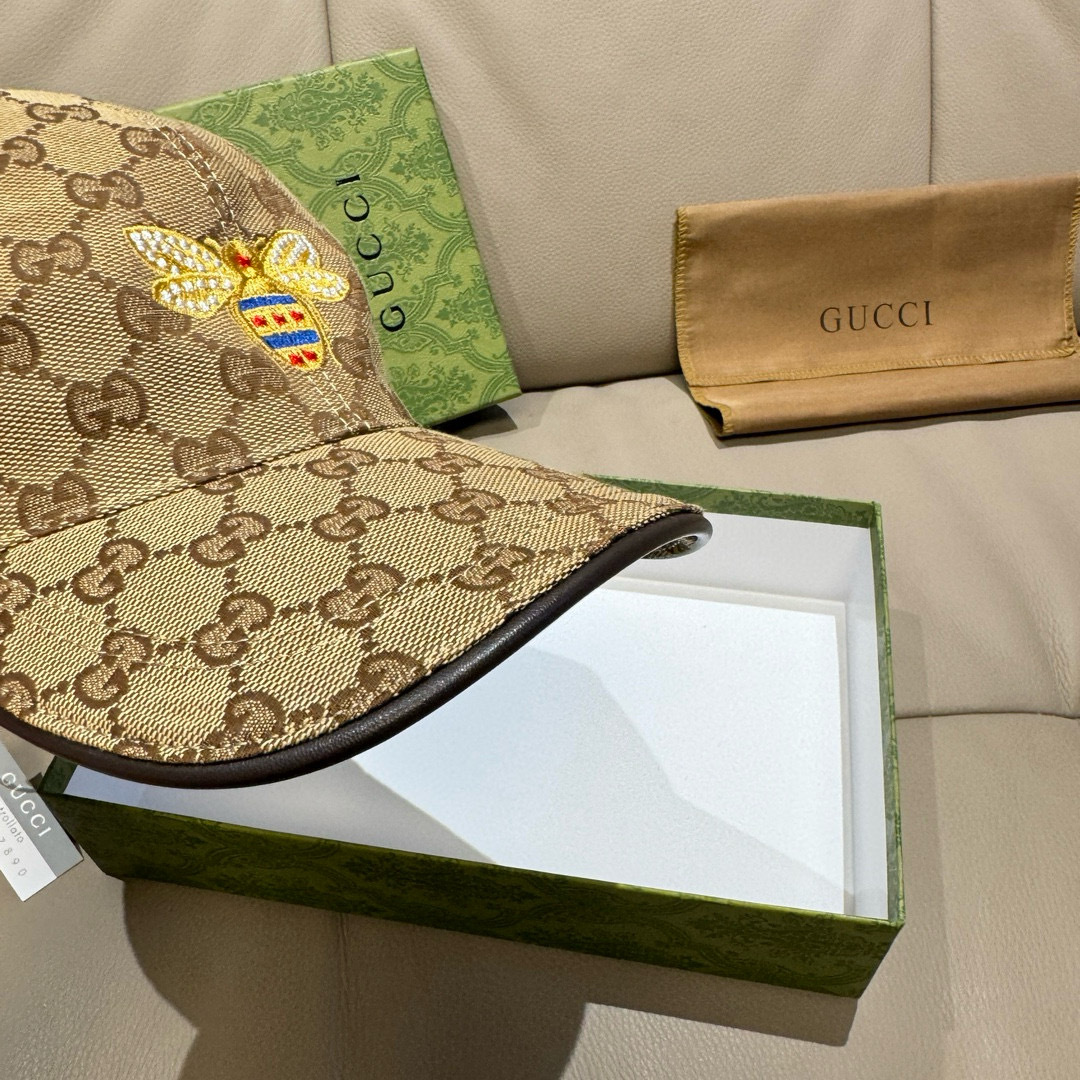 
配盒子布袋，Gucci(古奇)原单棒球帽， 小蜜蜂刺绣，11开模订制，重工刺绣，细节可媲美专柜，原版帆