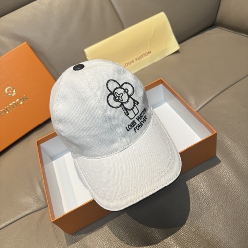 Louis Vuitton Baseball Cap Embroidered Canvas And Leather White,Adjustable 1 Louis Vuitton Baseball Cap Embroidered Canvas And Leather White,Adjustable