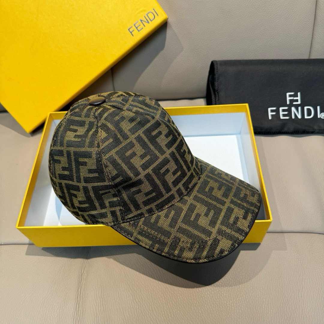 Fendi Baseball Cap with FF Jacquard and Leather Trim - Adjustable Fit 6 cmp i1748258217570 5850 0 4