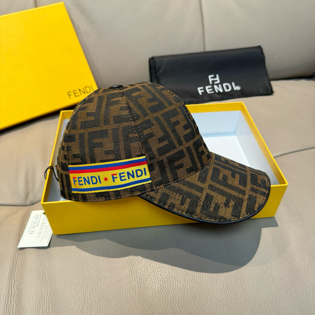 [Fendi Hats]Match box cloth bag Fendi Fendi new original baseball cap Double F