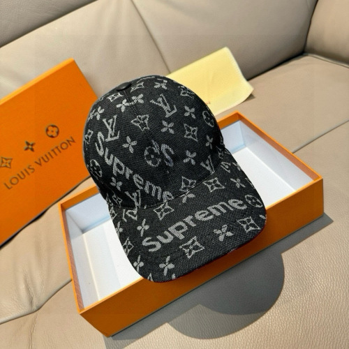 Louis Vuitton Supreme Baseballpet Zwart Denim Leer Verstelbaar 1 Louis Vuitton Supreme Baseballpet Zwart Denim Leer Verstelbaar