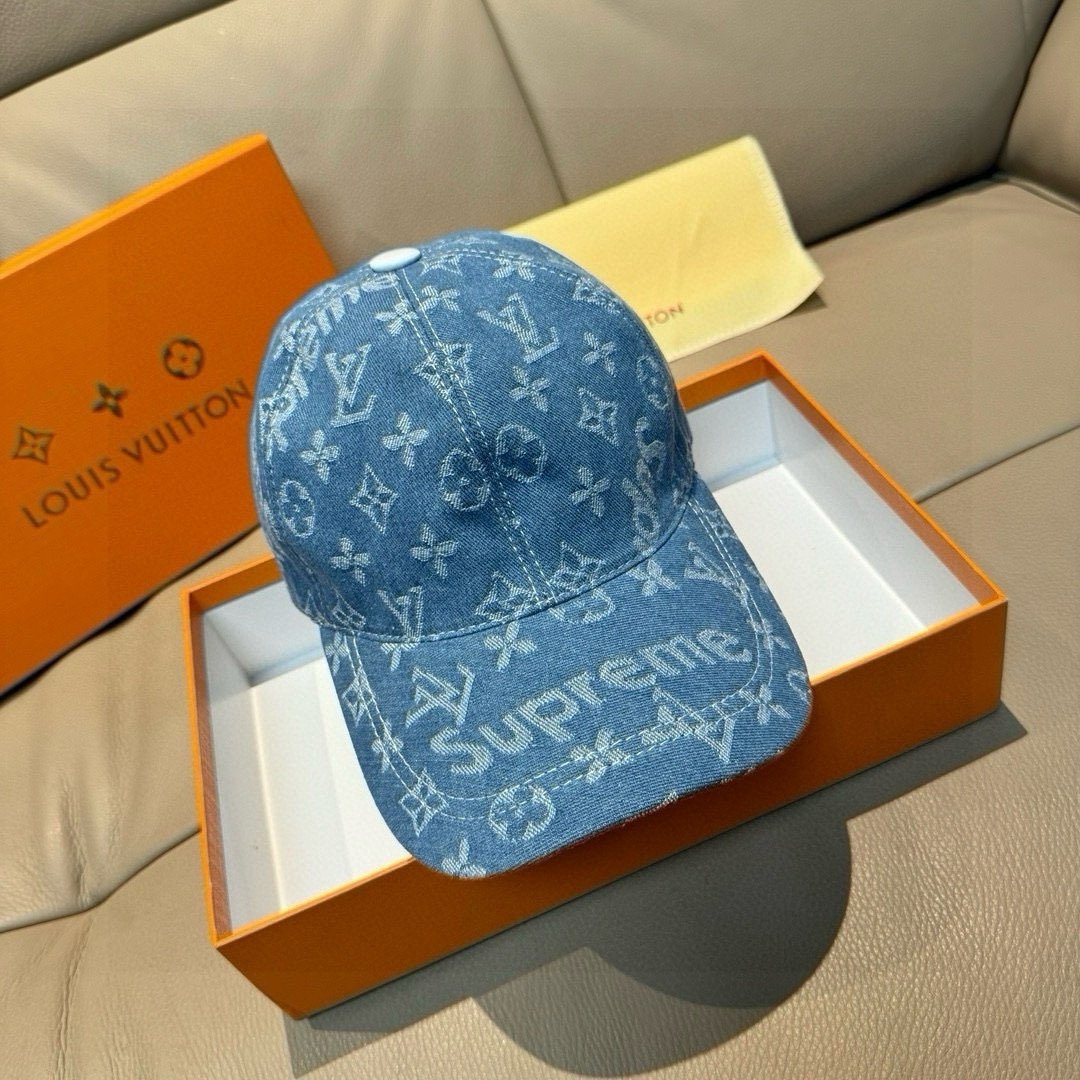 Louis Vuitton x Supreme Denim Baseball Cap Adjustable Hat