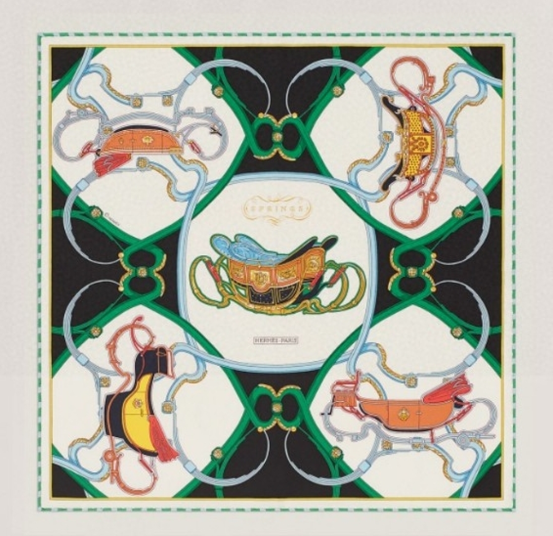 Hermes 90cm Silk Scarf Luxurious 'Springs' Design 2 cmp i1750099123310 1567 0 0