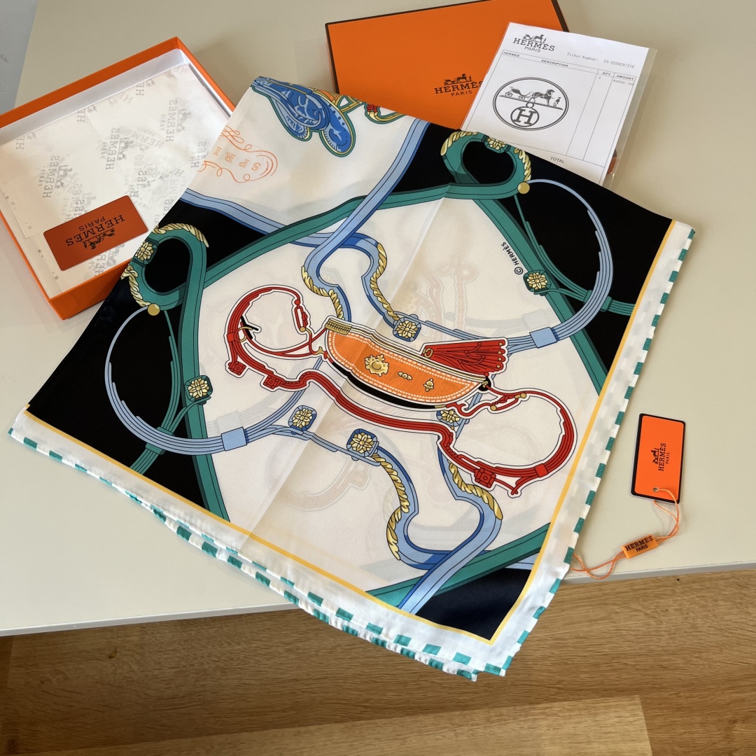 Hermes 90cm Silk Scarf Luxurious 'Springs' Design 5 cmp i1750099123318 3419 0 2