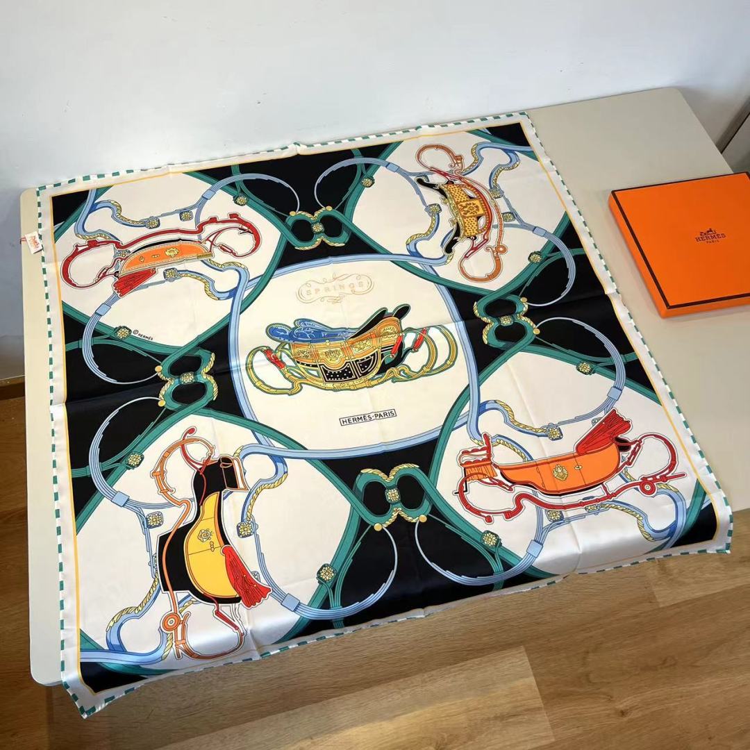 Hermes 90cm Silk Scarf Luxurious 'Springs' Design 4 cmp i1750099129044 5202 0 1