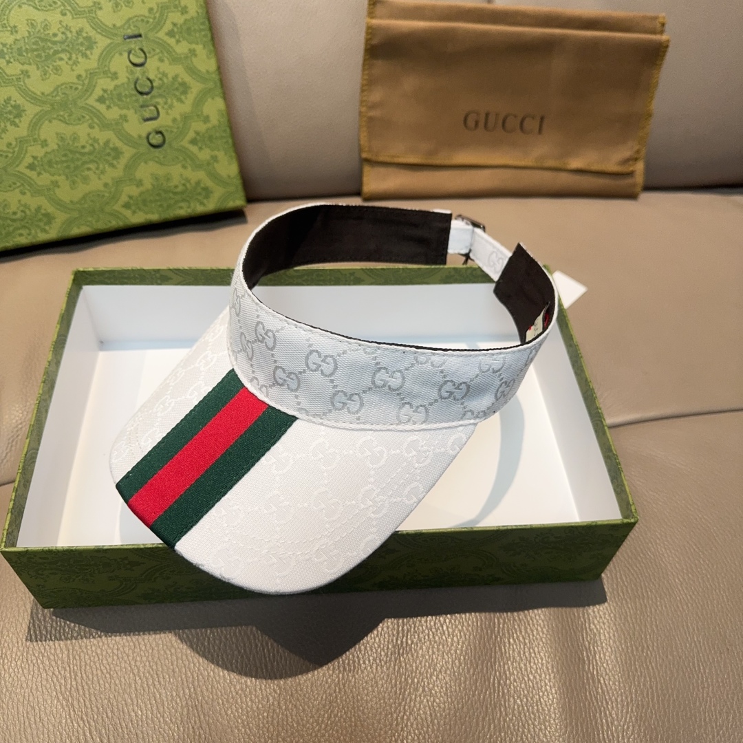 Gucci White Canvas Visor with Iconic Web Stripe and Adjustable Fit 4 cmp i1750248408519 1338 0 2