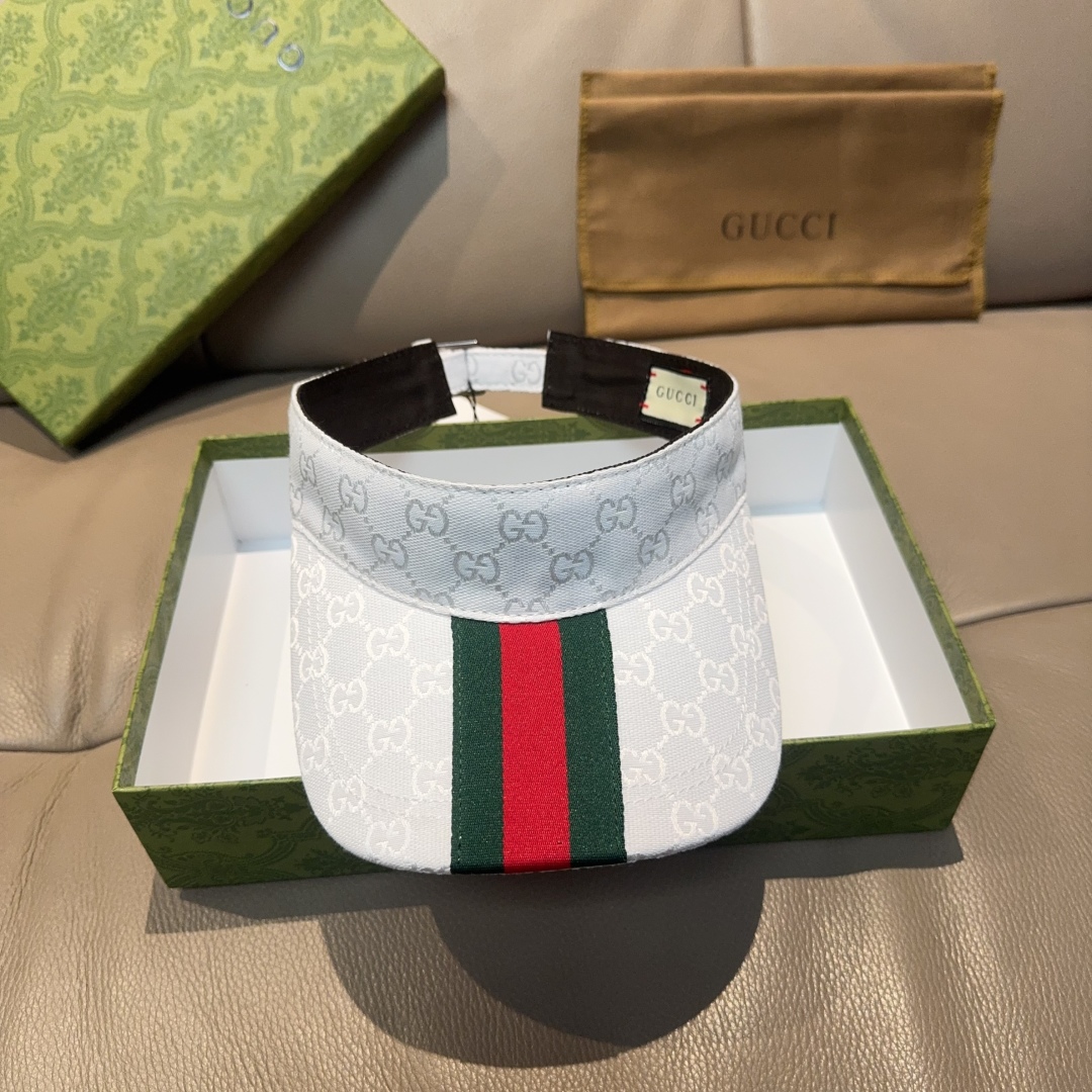 Gucci White Canvas Visor with Iconic Web Stripe and Adjustable Fit 2 cmp i1750248408519 5115 0 0